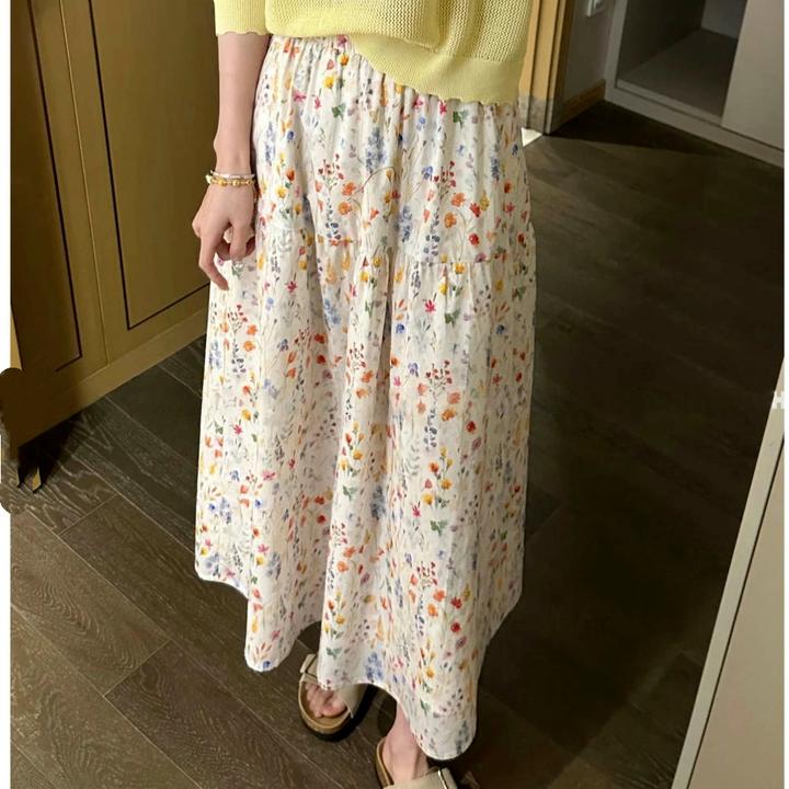 设计感时尚百搭休闲碎花半身裙2025夏季新款气质高腰显瘦中长裙