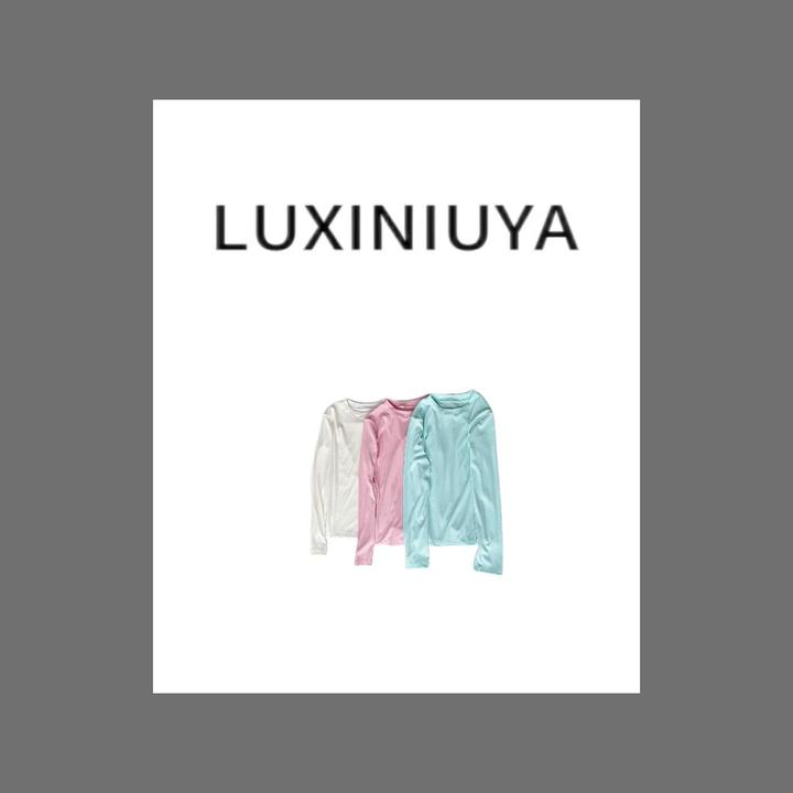【LUXINIUYA】很爱神器T 2025春季莱赛尔天丝圆领长袖上衣#CX2627