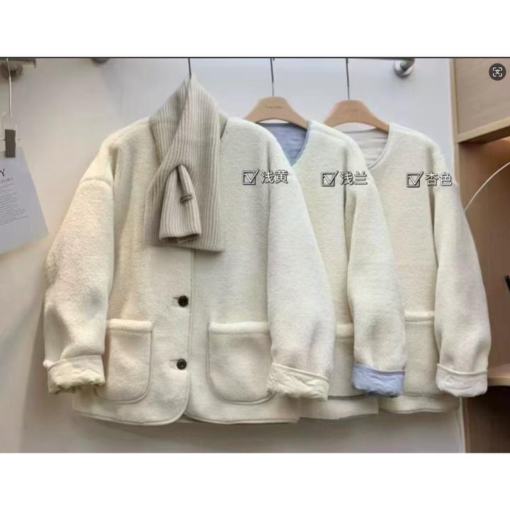 双面呢外套女贴袋两穿秋冬新款显瘦毛呢小个子高级感保暖上衣