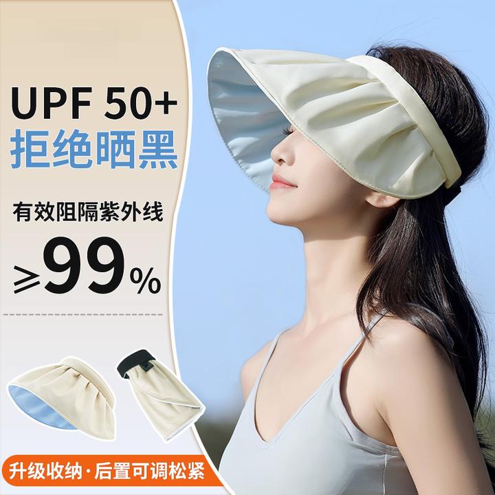 黑胶防晒帽女夏季2025新款防紫外线贝壳遮脸遮阳帽户外空顶太阳帽