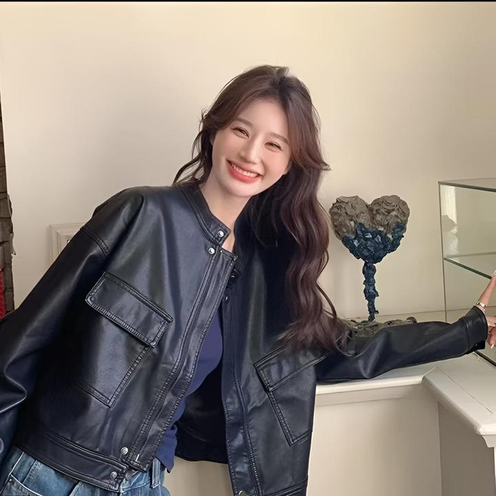 2025新款休闲小皮衣外套女宽松显瘦机车服短款洋气时尚百搭