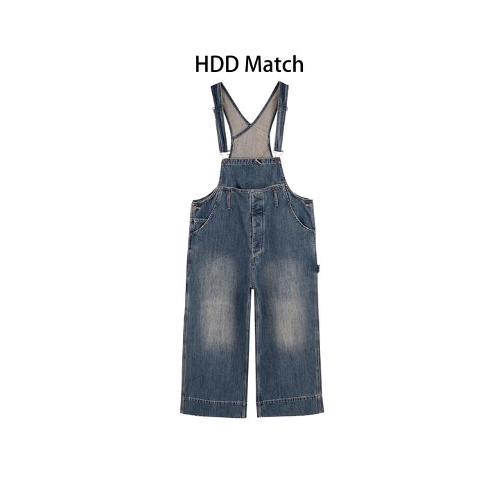 HDD- "牛仔方式" 棉 秋冬女款韩版设计宽松背带牛仔裤 Y9522