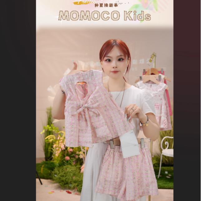 MOMOCO夏季女童新款贝尔粉碎花洋气花边无袖时尚套装77630578250