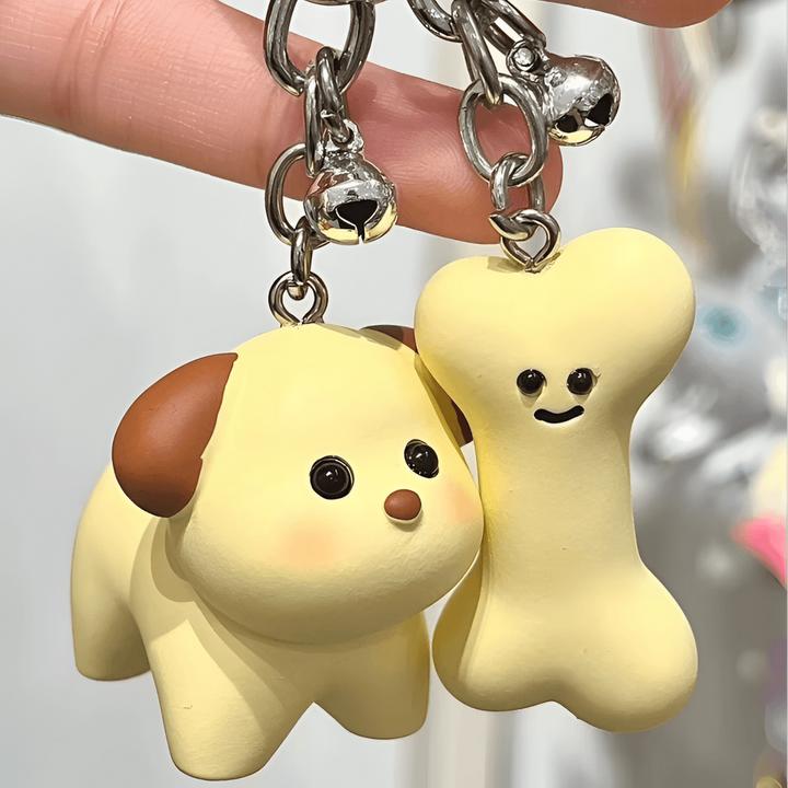 可爱小狗背包挂件钥匙扣骨头情侣挂饰小众精致高级包包饰品情侣