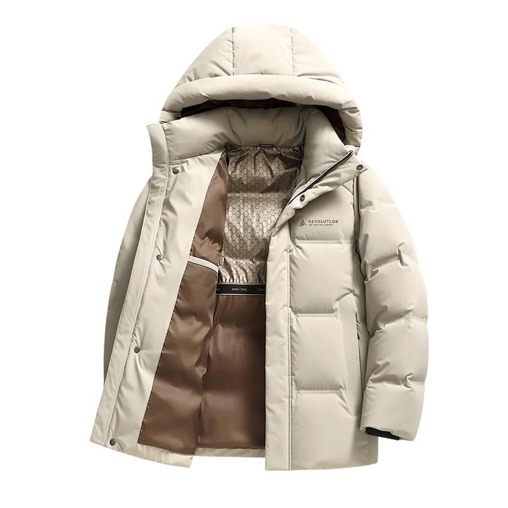 约文库费加厚羽绒服男装短款白鸭绒冬季新连帽保暖外套