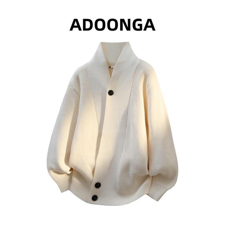 ADOONGA半高领斜襟针织衫男士秋冬季新款潮流百搭休闲宽松毛衣男