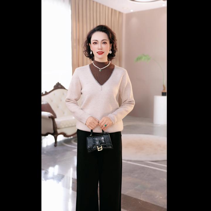 【加绒】妈妈装冬装2025年新款针织衫时尚上衣服气质中年女装毛衣
