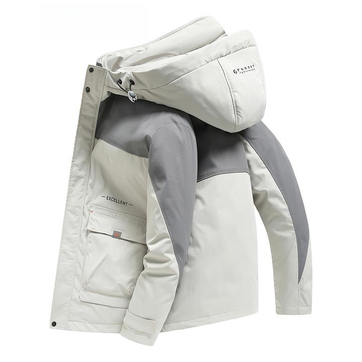 冬季新款90白鸭绒加厚工装羽绒服男装短款户外休闲连帽保暖外套男