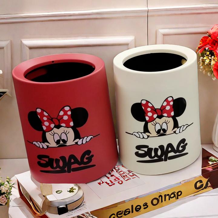 米妮卡通垃圾桶家用客厅卧室现代简约网红卫生间厕所卧室厨房纸篓