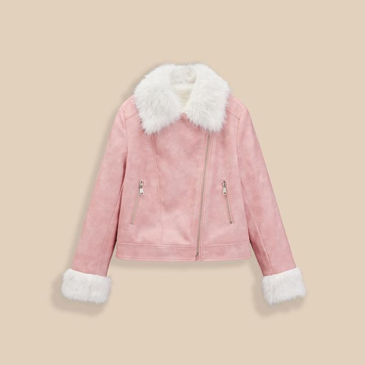 IEF/爱依服2025冬季新款美式潮酷个性机车风加绒保暖亮面皮外套