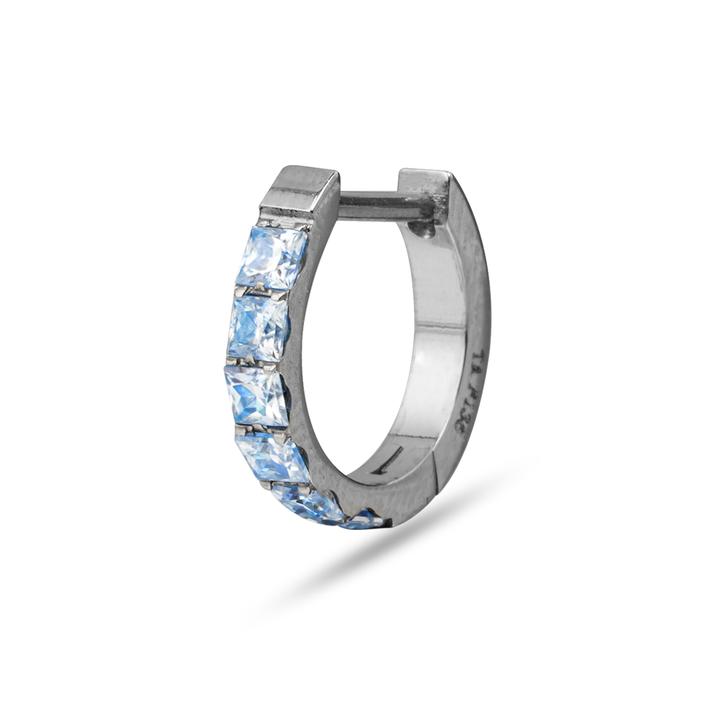 合金莫桑石耳饰 WIC钛合金baby蓝公主方切工莫桑钻直针养耳洞耳环