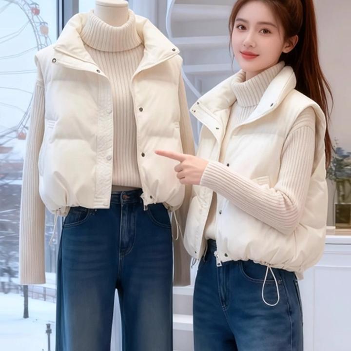 2025秋冬新款马甲女士宽松加厚小个子时尚短款立领坎肩外套外穿