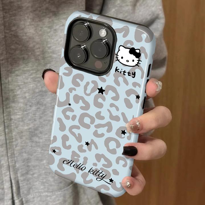 蓝灰豹纹适用苹果vivo华为oppo小米iPhone17菲林二合一防摔手机壳