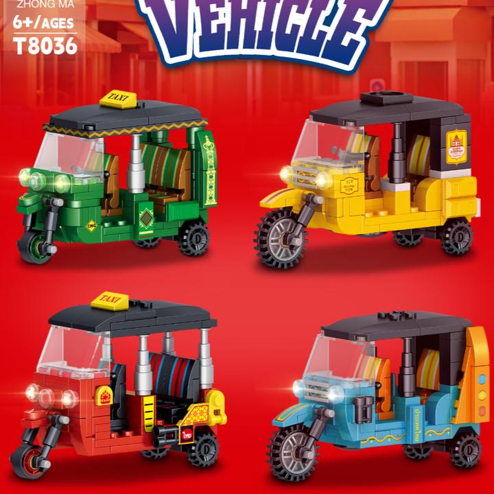 网红萌趣三轮车拼插积木三轮车益智拼插玩具女孩男孩礼物