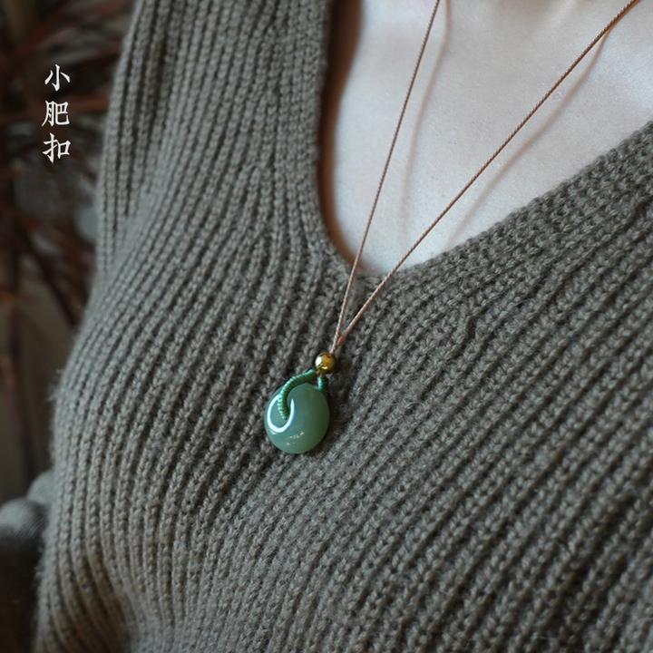 天然和田玉平安扣玉吊坠厚装胖墩子车轮算盘珠古风挂件好运纳福