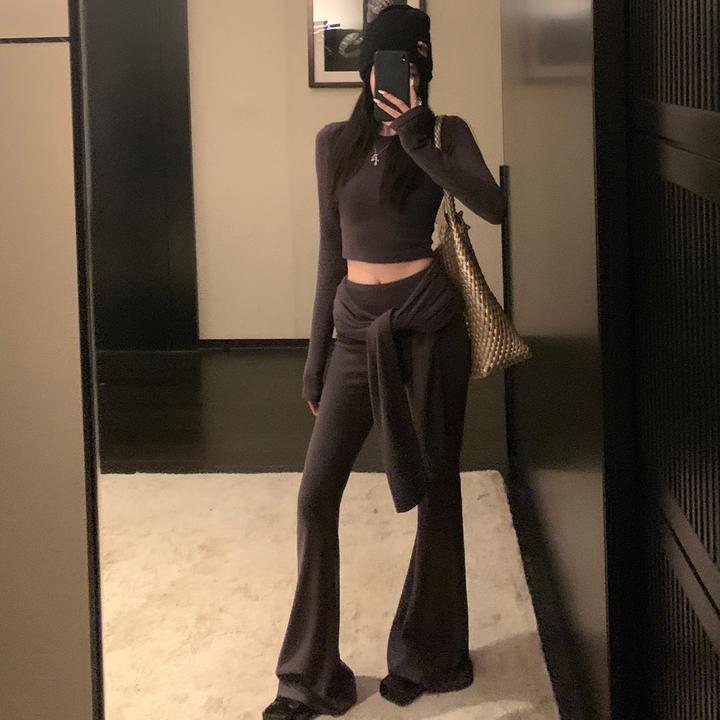 秋季纯欲风新款2025爆款磨毛休闲显瘦运动裤子一整套套装女两件套