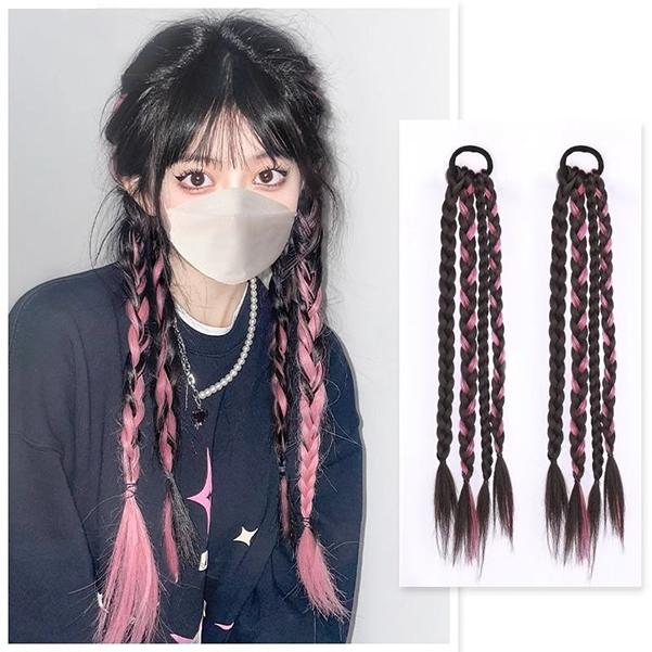 假发辫子女挑染拳击麻花长辫自然编发辣妹彩色甜酷脏辫双马尾辫子