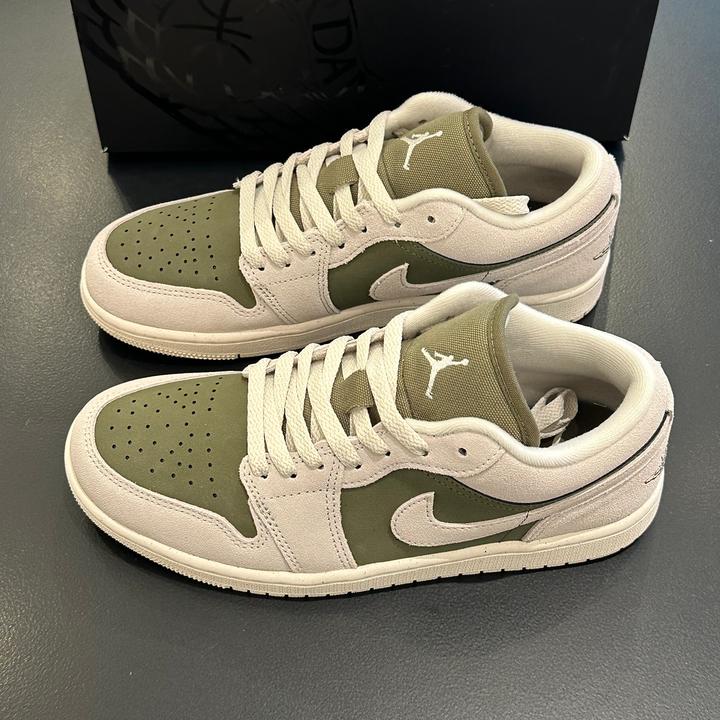 Air Jordan 1 Low男款低帮白绿色复古运动鞋耐磨休闲板鞋官方正品
