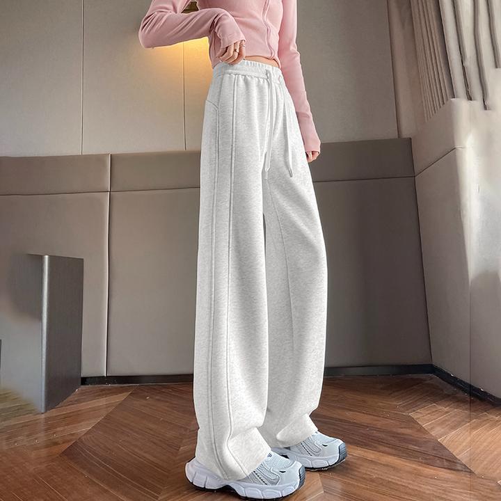 窄版香蕉阔腿裤女春秋2025新款爆款卫裤灰色直筒小个子休闲运动裤