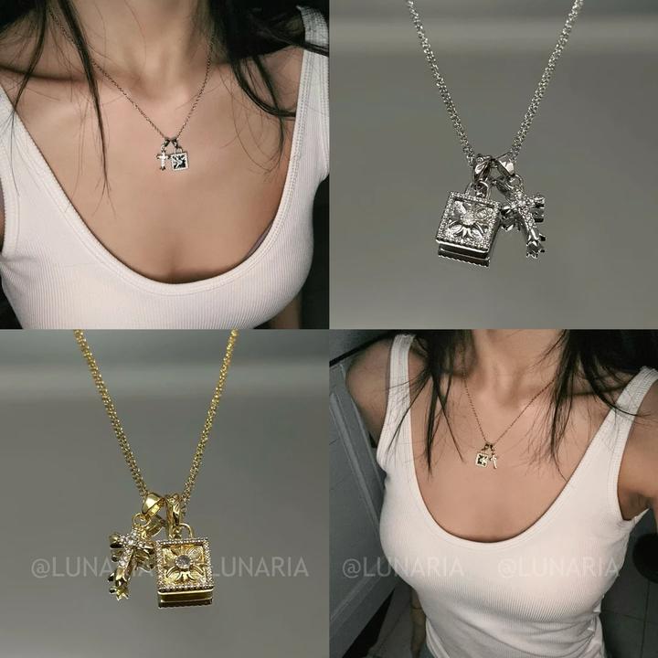 铜合金项链  个性欧美风闪钻十字架项链女百搭锁骨链独特气质颈链