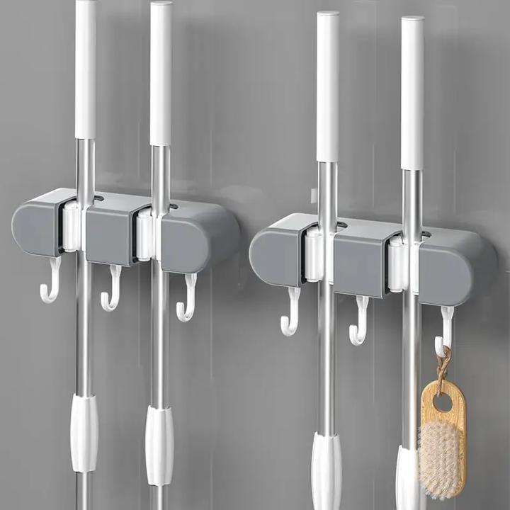 拖把挂钩免打孔强力粘钩卫生间浴室壁挂多功能扫把置物架收纳夹子