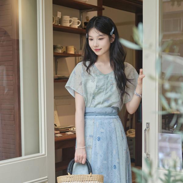 七月夕【博古集】汉服气质时尚夏季碎花休闲夏日穿搭小众甜美设计感