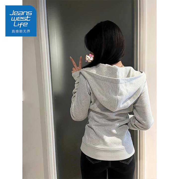 真维斯无界早春修身连帽卫衣开衫女轻熟风职场穿搭气质显瘦外套女