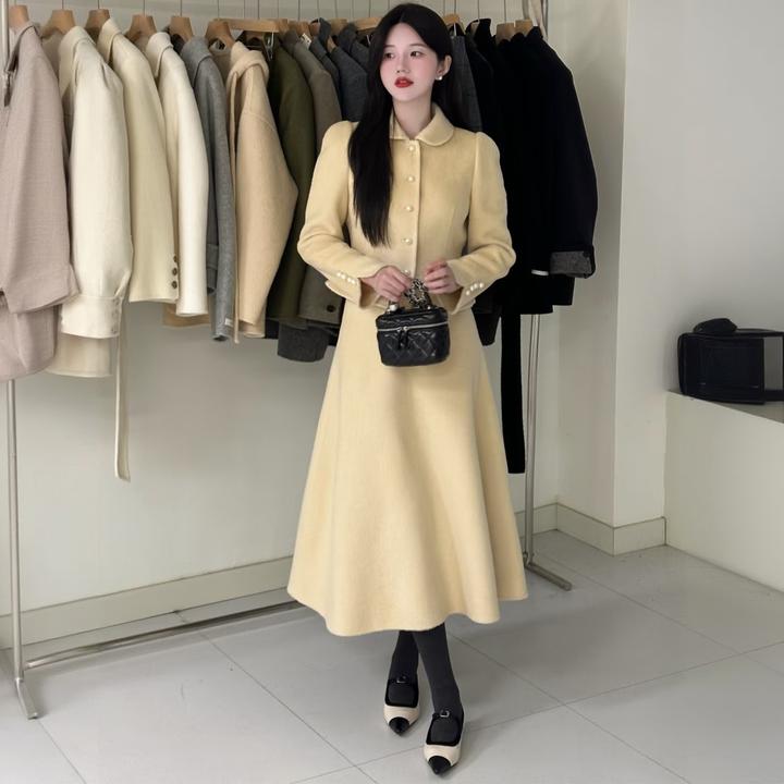 高级感气质通勤毛呢套装女秋冬季新款小西服毛呢外套半身裙两件套