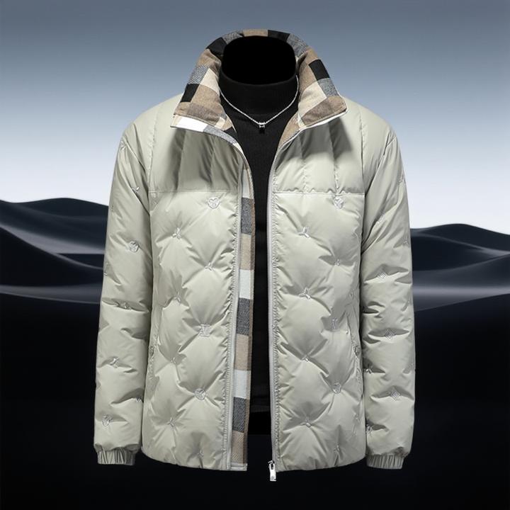 巴赛娜缇时尚潮牌立领羽绒服男士冬季新款保暖刺绣白鸭绒休闲外套