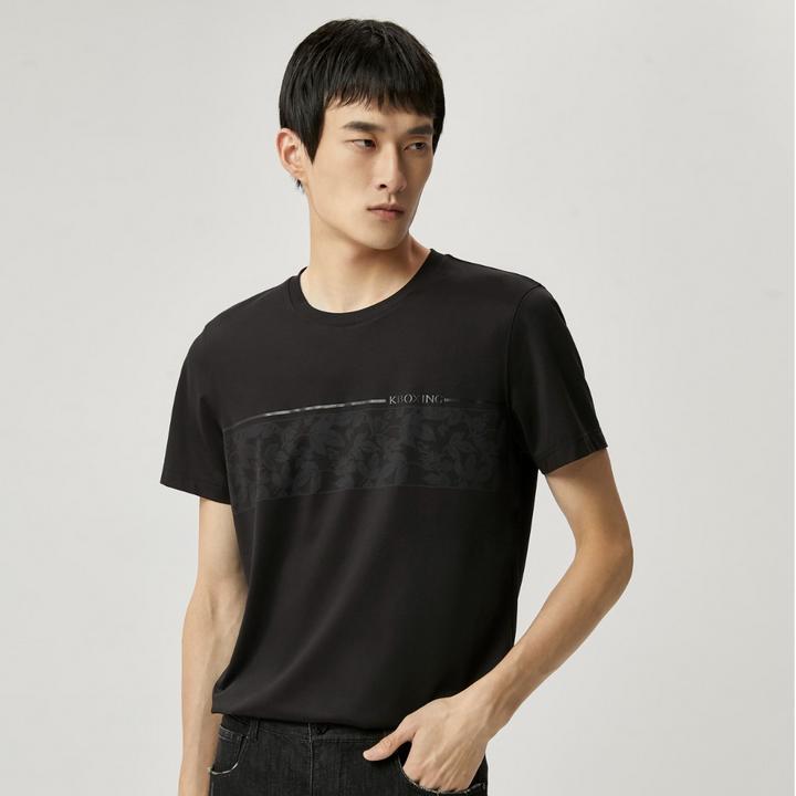 【含桑蚕丝】劲霸男装夏季百搭圆领高端T恤男士短袖透气|NTPN2695