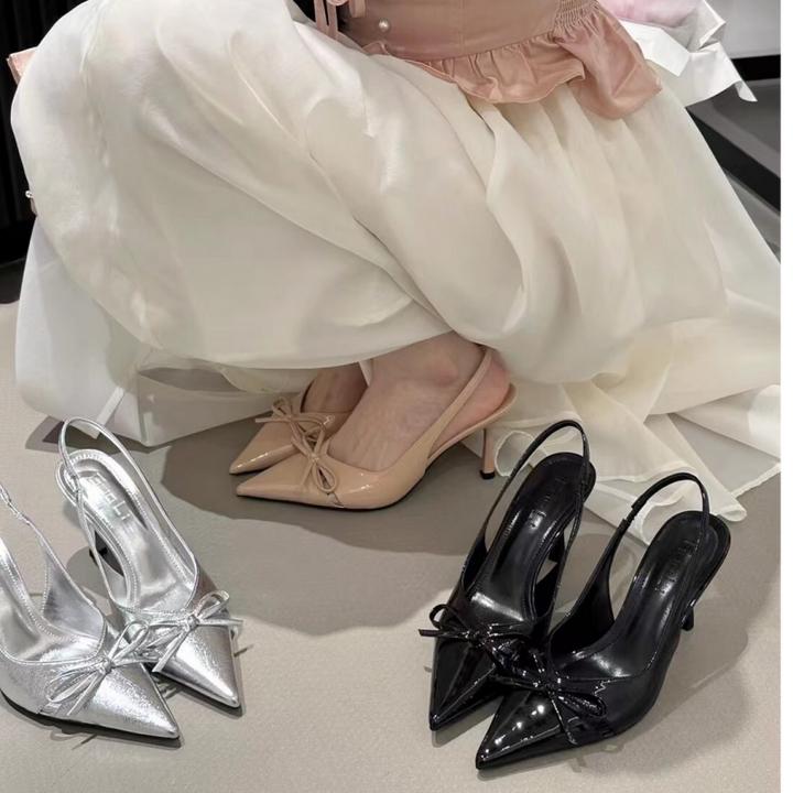 裸色高跟鞋！小众设计感蝴蝶结镂空单鞋2025新款仙女法式高跟鞋女