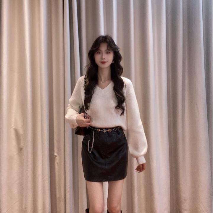 IEF/爱依服2025年秋冬新款宽松毛衣女时尚V领显瘦毛针织衫上衣