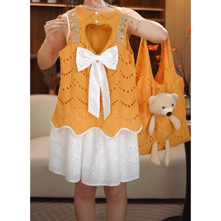 女童夏季学院风卡通动漫少女风纯色连衣裙女童学生童装中大童