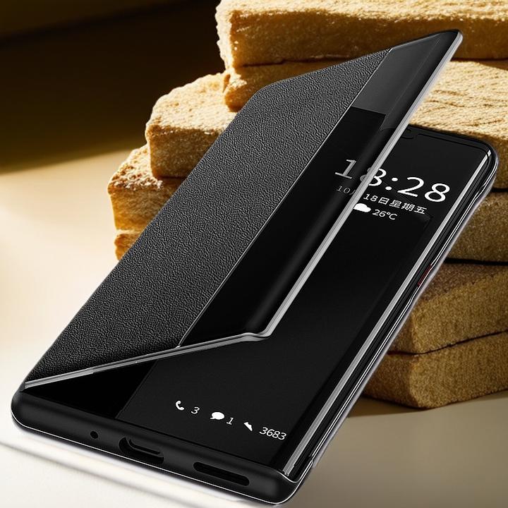 华为Pura70手机壳翻盖智能视窗全包Pura70pro+保护套防摔高级皮革