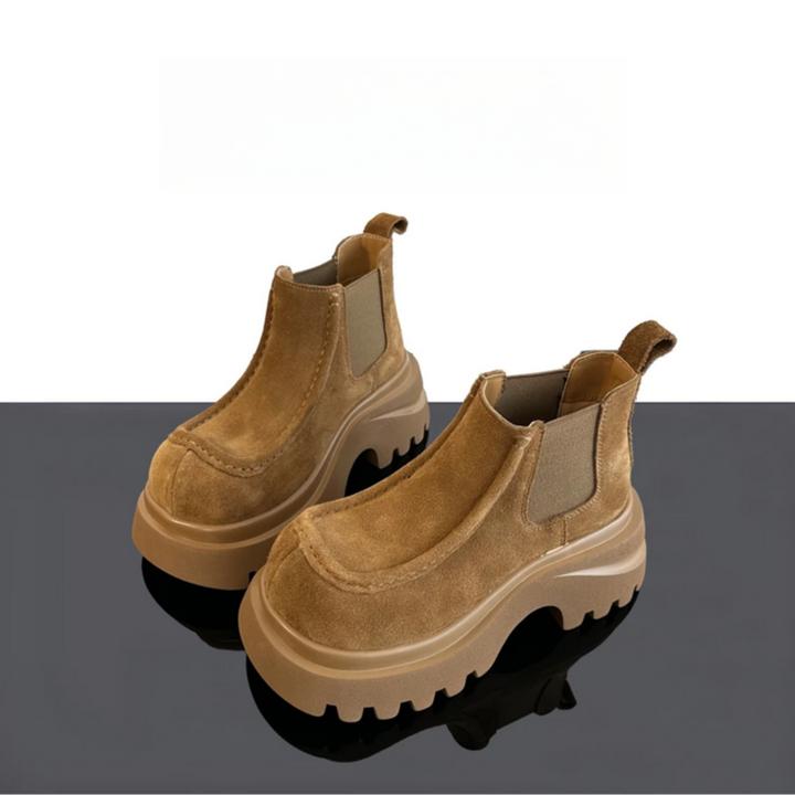 MUQQ2025秋欧版方头厚底时尚马丁靴沙丘废土风经典切尔西轻奢鞋子