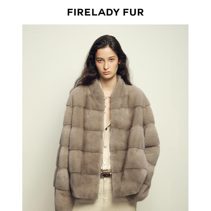 付智恩 千金貂 进口紫标貂皮大衣女横排脊子靠坎工艺水貂皮草外套