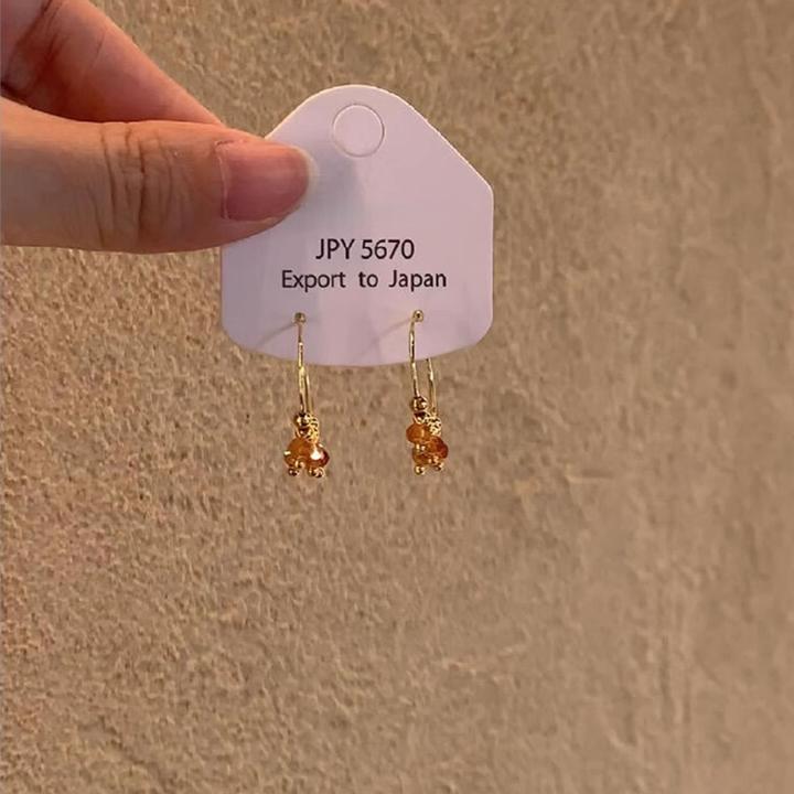 卡柒 铜合金耳饰 复古咖色珠珠流苏耳环女轻奢小众高级感精致耳饰