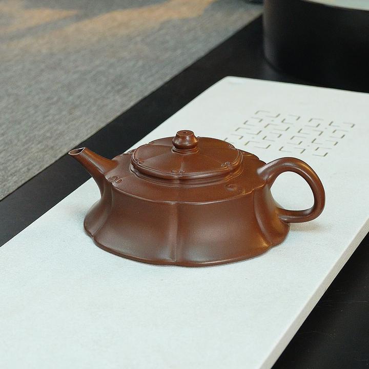 宜兴手工手制精美茶具紫砂壶 老紫泥《紫韵如意》110 毫升