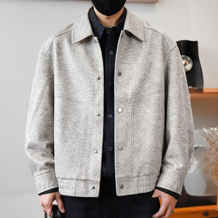 梵基弗奈高奢老钱风气质冰花纹轧染设计男士外套秋季翻领百搭夹克