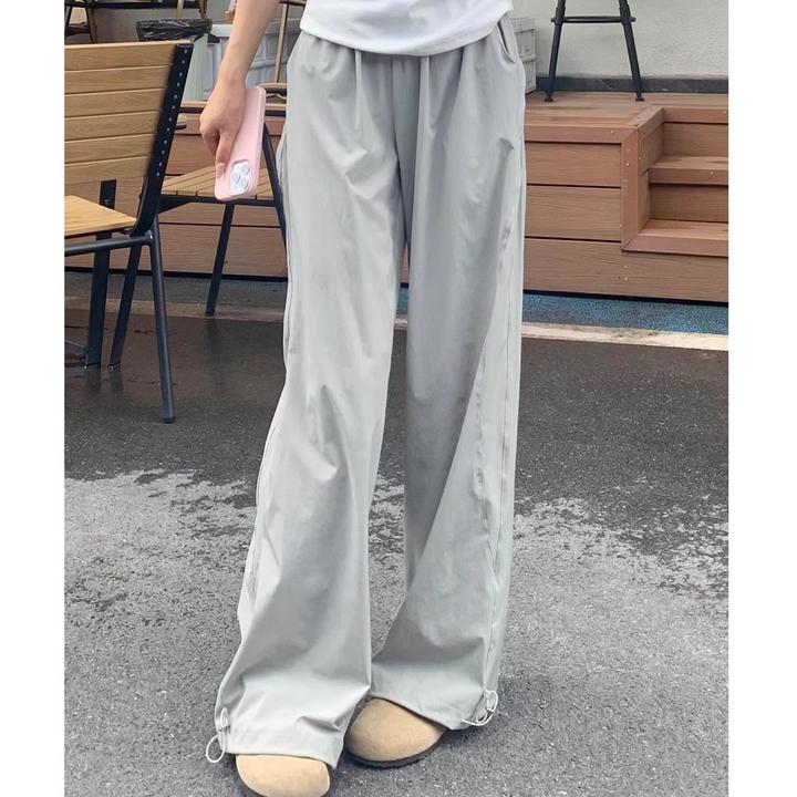 春夏季速干运动裤女高腰休闲运动裤垂感宽松阔腿裤拖地长裤