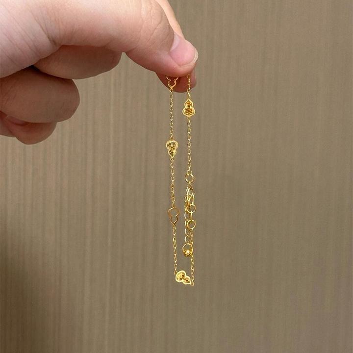 铜合金手链 爆闪碎冰冰金色葫芦手链时尚百搭高级感精致叠戴手饰