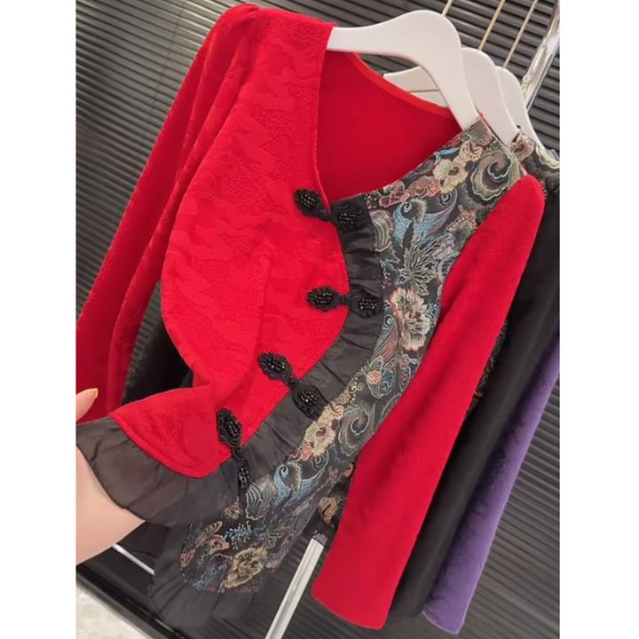 新中式国风春季新款时尚设计感民族风百搭显瘦长袖打底衫上衣女