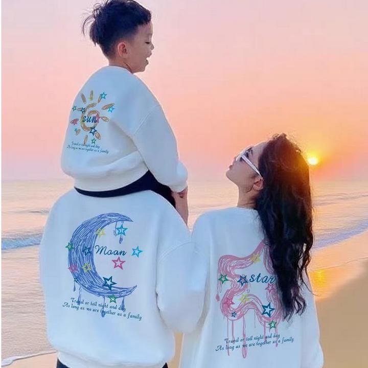 2025炸街款亲子外套装一家三四口母女子卫衣服春秋冬儿童班服长袖