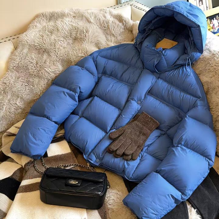 【安心绒】可溯源新国标90白鸭绒加厚弯刀袖连帽短款泡芙羽绒服021