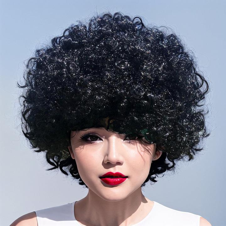 爆炸头头套搞笑小丑表演直播道具彩色头发套儿童成人球迷假发男女