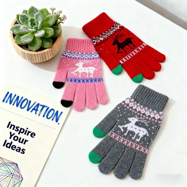 秋冬连指款学生女男分指款常规款手套女士加厚耐磨中大童保暖