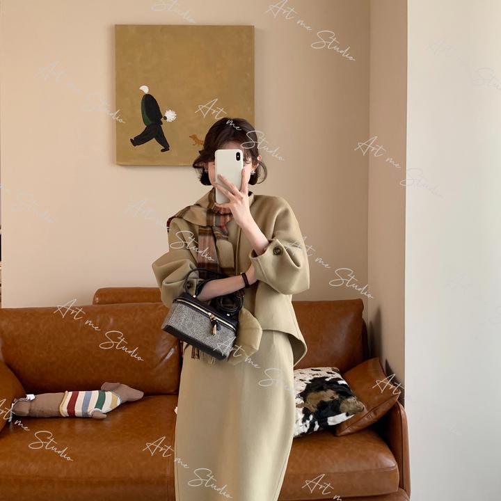 【ART ME】100绵羊毛美拉德哑光肌理通勤感两色上衣短裙半裙w24576