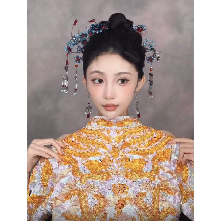 合金婚庆饰品 新款重工古风百搭中式新娘结婚饰品爆款156