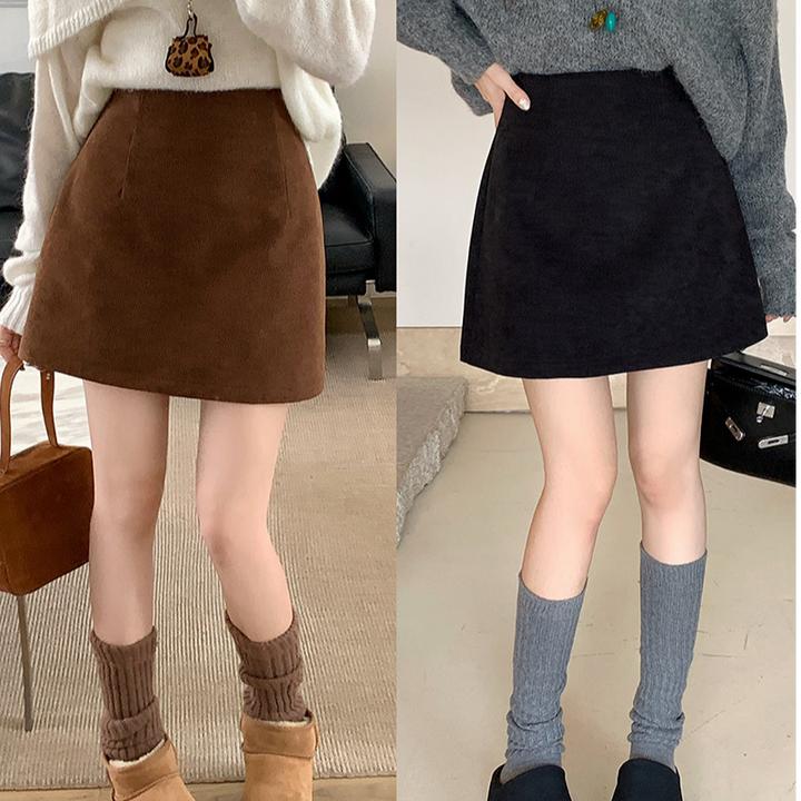 气质百搭时尚高腰显瘦半身裙纯色a字短裙2025秋装新款胖mm大码女