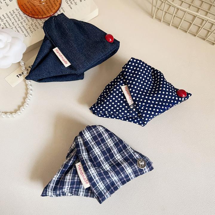 百搭藏青色波点格子贝壳三角抓夹女盘发后脑勺发抓气质鲨鱼夹发夹